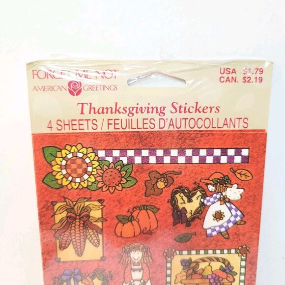 Vtg American Greetings Autumn Fall Pumpkins Country Gourds 4 Sticker Sheets - Picture 2 of 4